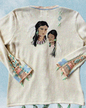 Vintage Princess Native American Inspired Knit Cardigan (Medium)