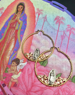 Motherhood Rose Virgencita Hoops