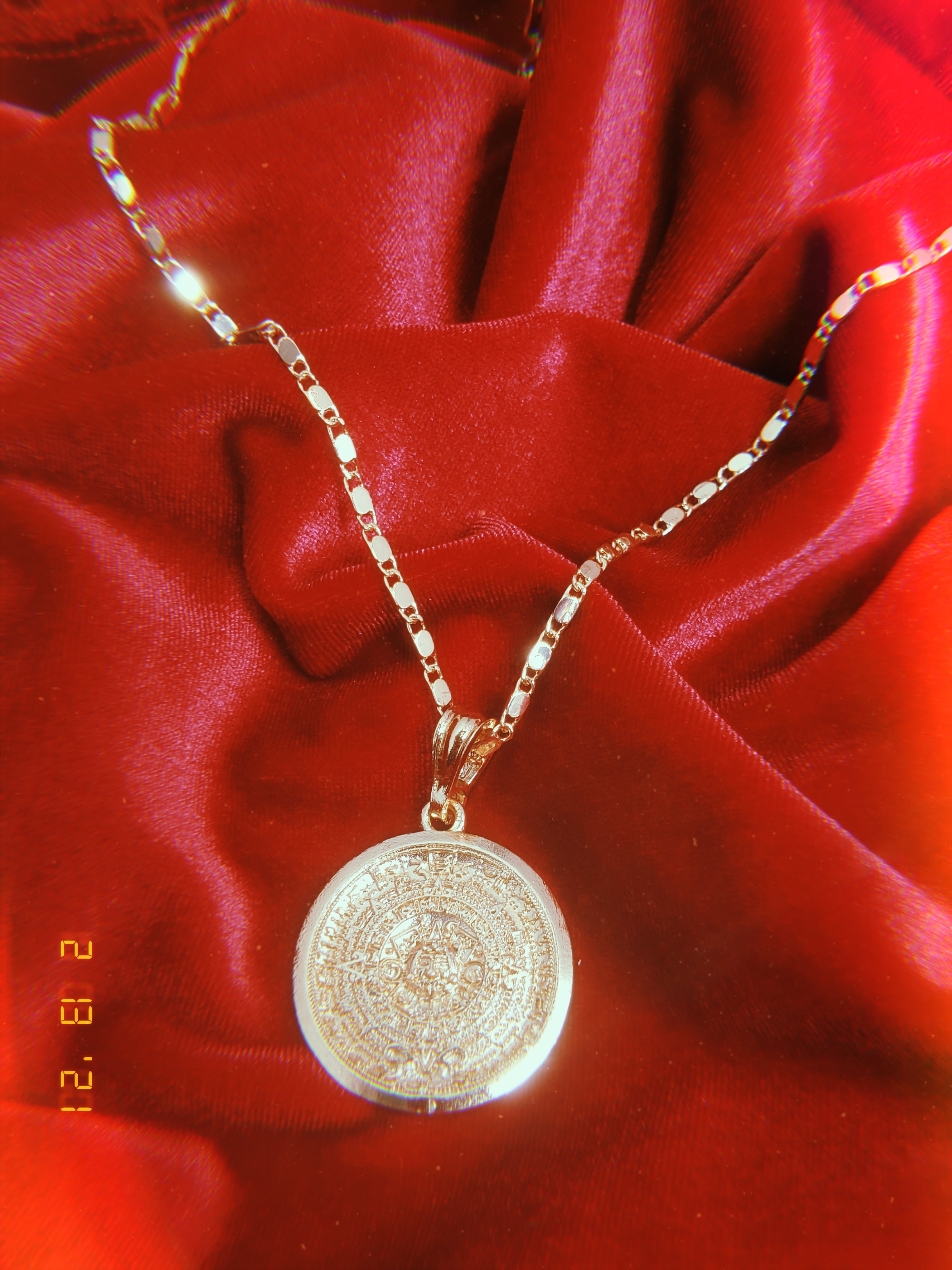 Aztec Sun Calendar Coin Necklace